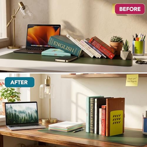 Image of LIBFRIEND Metal Non-Slip Bookends | Powder-Coated L-Shaped Book Holder for Desk, Office, Study Table and Library | Multicolour Options | Set of 2 (Yellow, M)