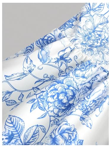 Girl's Floral Dress Y2k Bow Shoulder Summer Dresses High Waist A Line Flowy Dress4