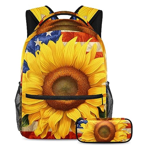 Sac à dos tournesol enfant sac de voyage étudiant avec trousse