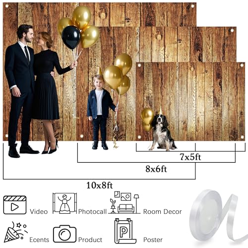 Fondo fotográfico de madera 10x8 FT para cumpleaños miniatura 7