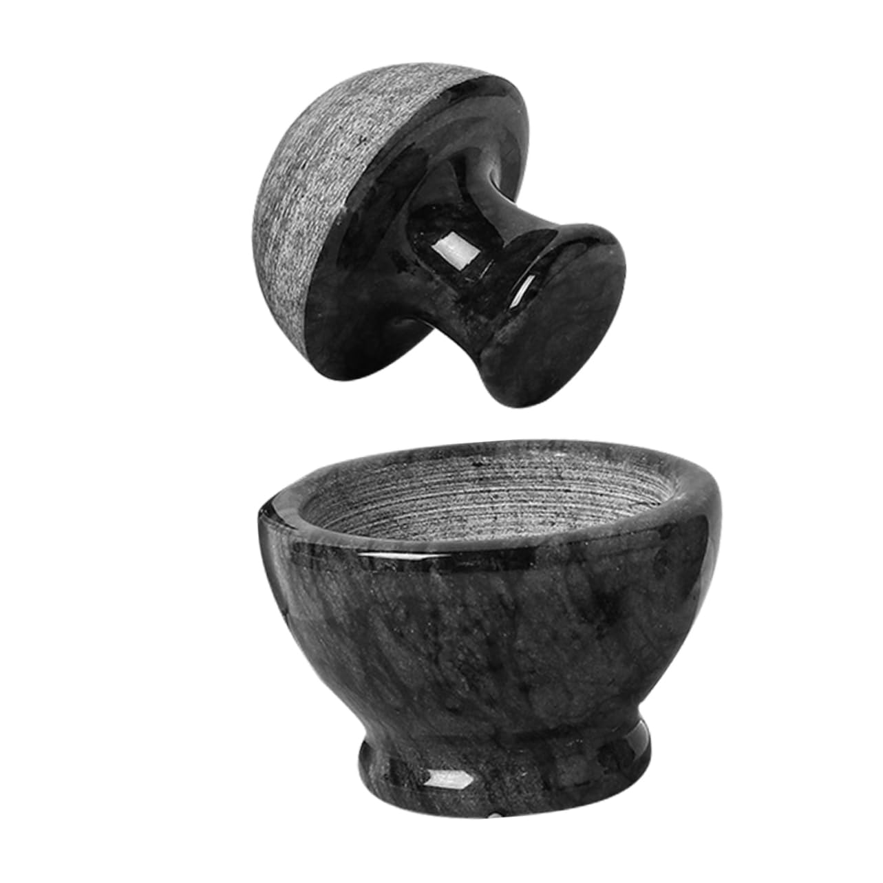 Marble Mortar Pestle Set with Ergonomic Mushroom Head Pestle for Grinding Spices Pills and Non Slip Kitchen Bowl for Pharmacy and Culinary Use