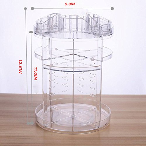 Preisvergleich Produktbild Tao Lagerregal Lagerregal Kosmetische Aufbewahrungsbox Transparent 360 Drehregal Desktop Hautpflege Schminktisch Lippenstift Finishing Weiß 9.8 * 9.8 * 14.2in