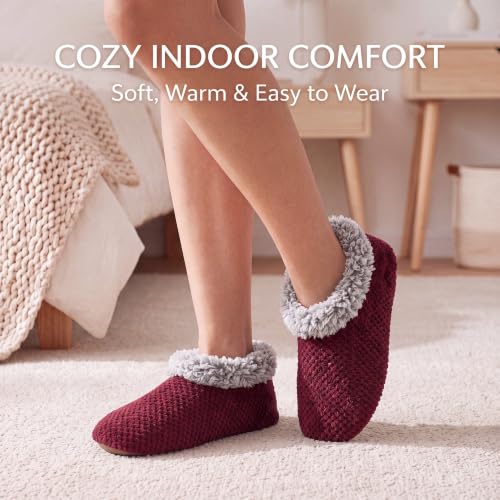 Image of Cozylook Fuzzy Slippers for Women Indoor Soft Sole Slipper Socks | Warm plush feel, non slip grippers, easy step-in, flexible bottom, bedroom and home wear