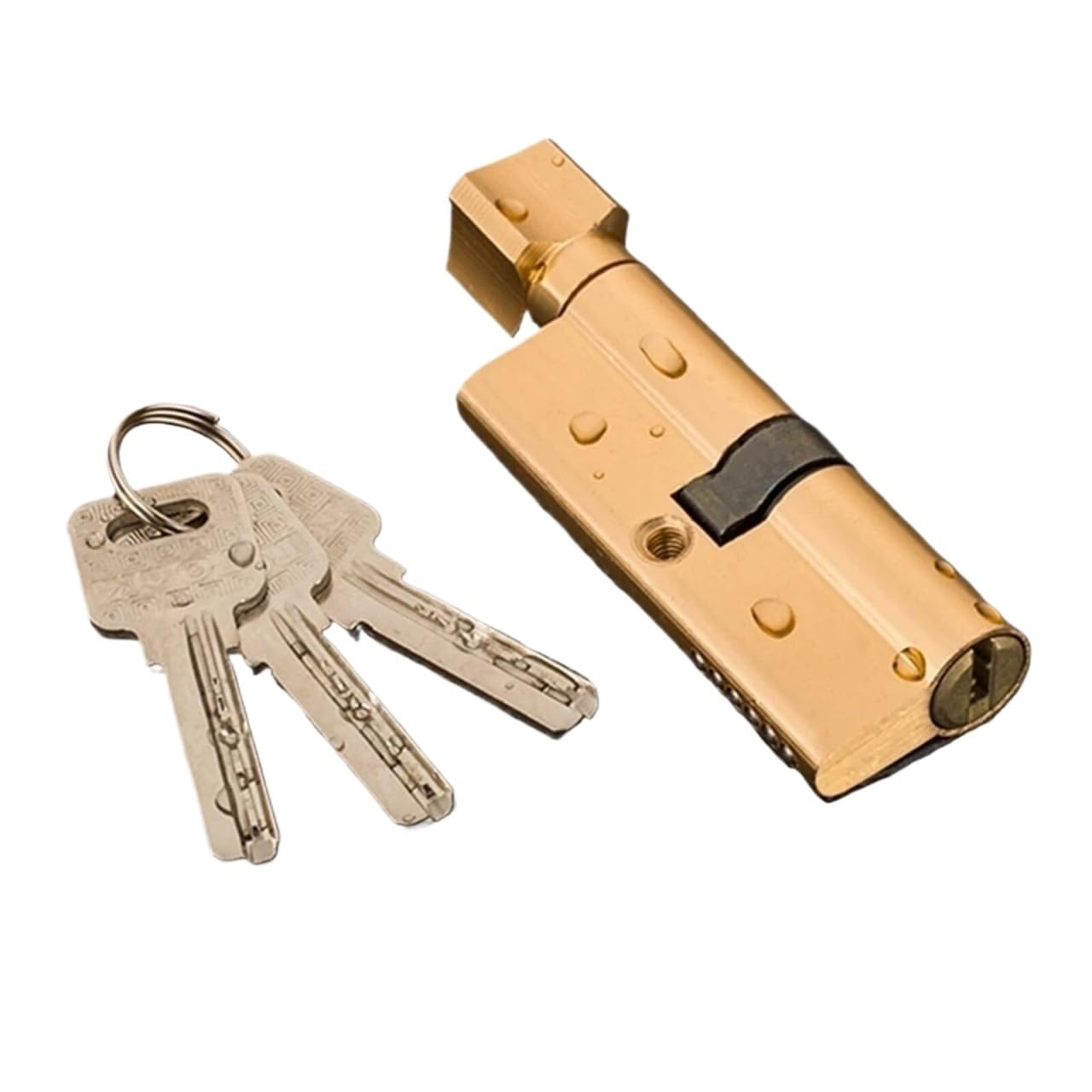 Barrel Lock Door Cylinder Biased Lock AB Key Anti Theft Entrance Brass Lengthened Core Extended Keys(Gold)