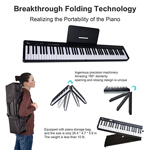 Piano pliant portable 88 touches Bluetooth avec pédale de sustain et étui de transport - Les Beatles, Paul McCartney, John Lennon, RIngo Starr, George Harrison Piano pliant portable 88 touches Bluetooth avec pédale de sustain et étui de transport – Image 3