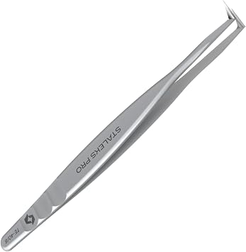 Staleks Pro Professional Eyelash Tweezers EXPERT 40 Type 8 Boot-Shaped Tip Stainless Steel For Volume Eyelash Extensions 85 Angle