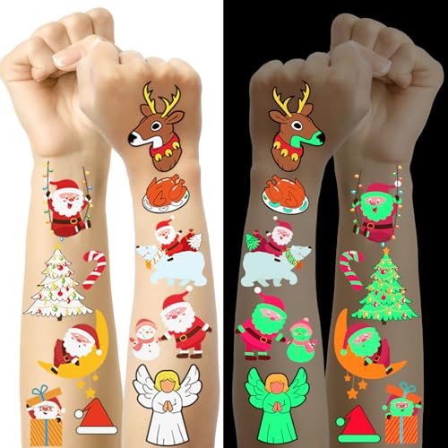 Weihnachts Tattoo, 10 Bögen Leuchtende Kindertattoos Adventskalender...