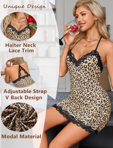 Image of Avidlove Womens Nightgown Sexy Lace Sleepwear V Neck Full Slip Chemise Lingerie Cotton Night Gowns Babydoll Sleepshirt