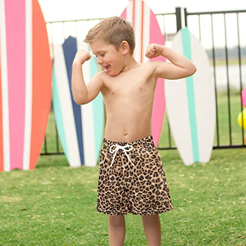 Boys Swim Trunks Summer Drawstring Toddler Swim Board Shorts Quick Dry Little Boys Bathing Suit Beach Hawaii Vacation Cheetah Print 5 Years #TOP5