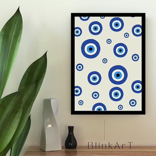 Image of BLINKART Evil Eye Abstract Wall Art Painting Print Design | Aesthetic Wall Decor Photo Artwork Frame Decoration Hanging For Home Bedroom Living Room Office Wall Decor | T0023 | 13x10 Inches
