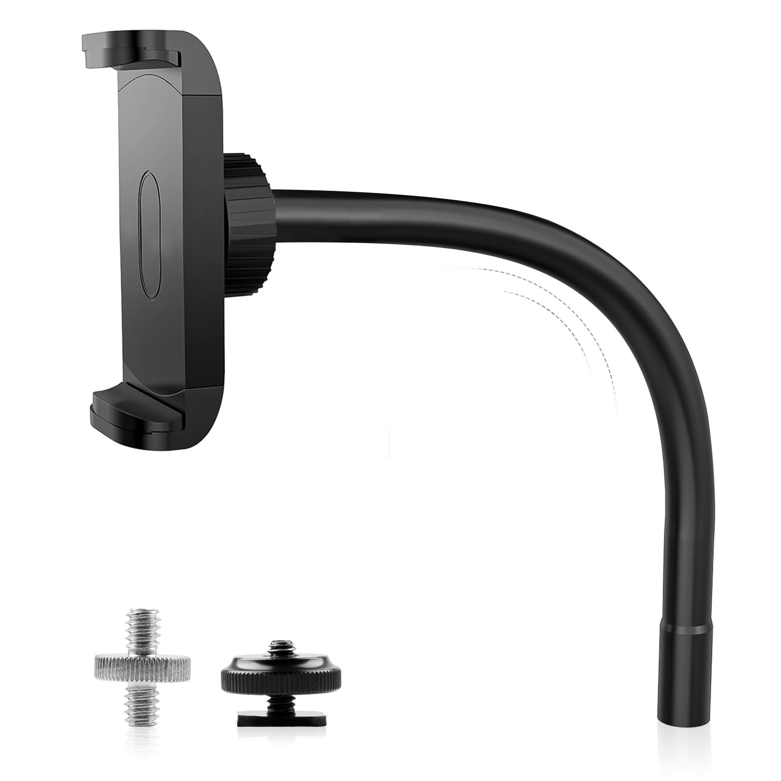 Kuaguozhe Phone Holder for Ring Light and Tripod Stand with 1/4 and Hot Shoe Adapter, Flexible Phone Tripod Mount Adapter (Black)