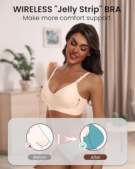 Image of HORISUN Comfortable Seamless Full Coverage Bra for Women Wireless Bras with Soft Support Regular and Plus Size