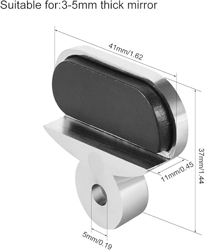 Miniatura 2 de uxcell Clips de espejo - Clips de vidrio de aleación de zinc con superficie cromada brillante para espejo de 0.118-0.197 in de grosor, 4 unidades