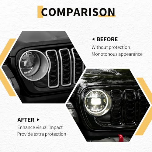 Image of MAXDOM Grill Inserts Headlight Covers Set Fits for (2024-2026) Wrangler JL and Gladiator JT partial models (Exclued Sport, Sport S and Mojave)