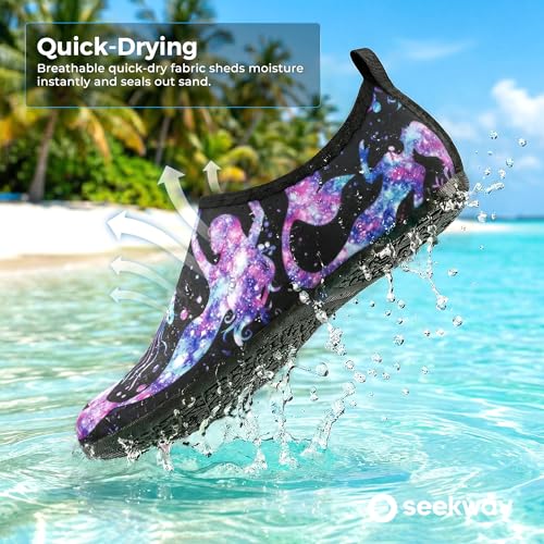 Image of SEEKWAY Water Shoes Women Men Adult Quick-Dry Aqua Socks Barefoot Non Slip for Beach Swim River Pool Lake surf Black SK002(U)