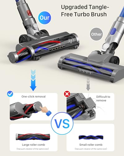 Image of Cordless Vacuum Cleaner for Home - Powerful Stick Vacuum with HEPA Filter, 55-Min Runtime, LED Light, Anti-Tangle Brush, Detachable Battery,Lightweight Vacuum for Pet Hair,Carpets & Hard Floors