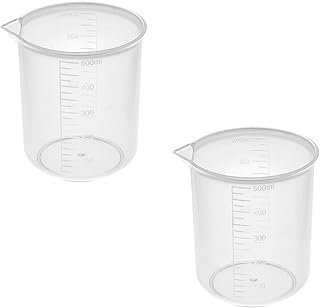 Aicosineg 2Pcs Measuring Cups 500ml Plastic Graduated Cups PP Plastic Graduated Beaker Clear Scale Cups Liquid Measuring Mixing Cups Graduated Plastic Measuring Cup for Lab Kitchen Liquids Transparent