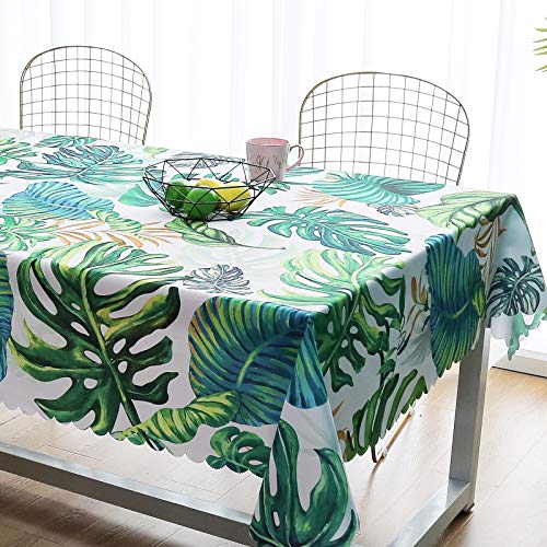 Ilivex Tablecloth - Original Design Art Printing Table Cloth - Machine Washable Spillproof Rectangle Table Cover - Indoor Outdoor Party Picnic Patio Spring Summer Decoration - 52"X72" (Green Tropical) #TOP1