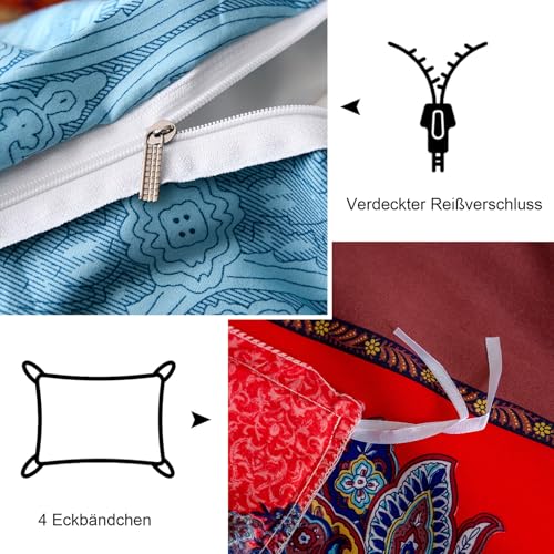 Freyamy Bettwäsche 200x220 Türkis Indischen Mandala Boho Bettwäsche Set – Ansicht 6