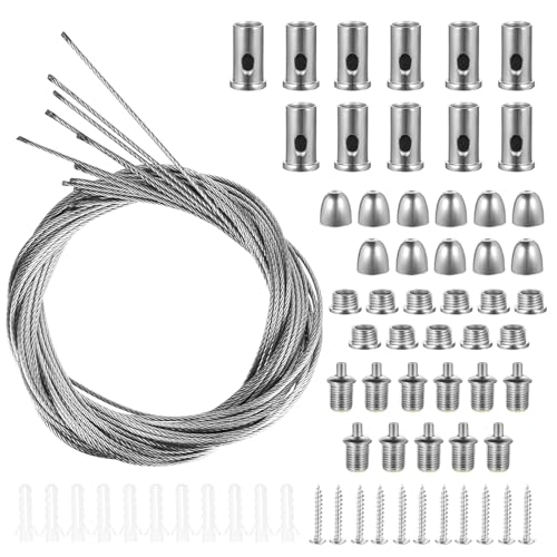 11 STK Drahtseil Seilaufhängung, Edelstahlseil Lampenaufhängung Einbauset 1.5mm x 1m, Einstellbare Drahtseilhalter Aufhängung für Seilabhängung LED Lampen Deckenpaneele Aufhänger Schnur Befestigungs 11 STK Drahtseil Seilaufhängung, Edelstahlseil Lampenaufhängung Einbauset 1.5mm x 1m, Einstellbare Drahtseilhalter Aufhängung für Seilabhängung LED Lampen Deckenpaneele Aufhänger Schnur Befestigungs