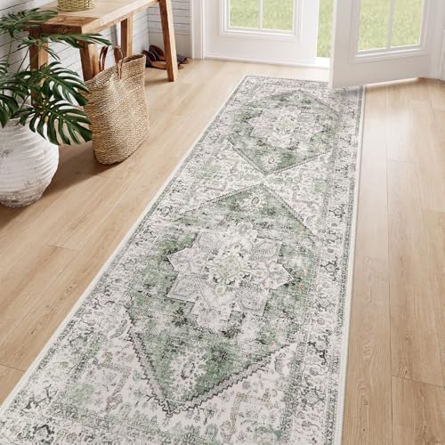 Amazon.com: LIVEBOX Sage Green Runner Rug Non Slip 2.5x8 - Bohemian ...