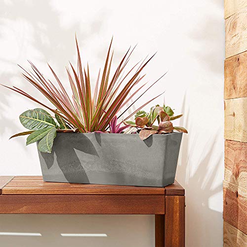 Image of Arcadia Garden Products PSW U45CT Plastic /Stone /Wood Composite Simplicity Window Box, No Drainage Hole (Drillable), 17.5 inch x 7 inch x 6 inch, Cement Color
