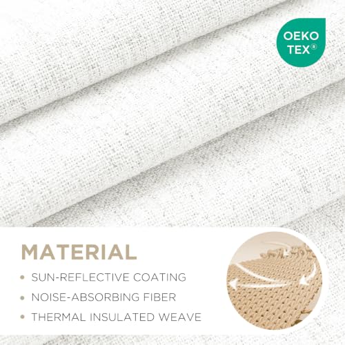 Image of Joydeco Blackout Curtains for Bedroom - 100% Light Blocking 2 Panels Set Ivory Drapes 37 inch W x 63 inch L, Thermal Insulated Room Darkening Curtains, Linen Textured for Living Room, Rod Pocket & Back Tabs