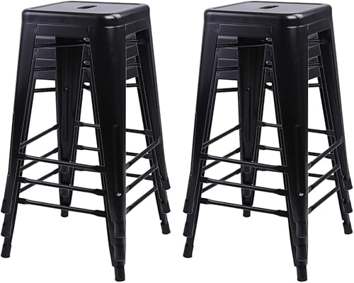 Miniatura 150 de GIA Taburete de mostrador sin respaldo de 24 pulgadas, cantidad de 4, bronce con asiento de madera clara Negro -,Café,Gris,gris, (Gun