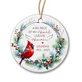 Ornement en Céramique Une Grande Partie De Mon Cœur Est Au Paradis Céramique À Suspendre Vintage Décoration d'arbre De Noël Esthétique Pendentifs Décoration pour Fête Home Decor Maison