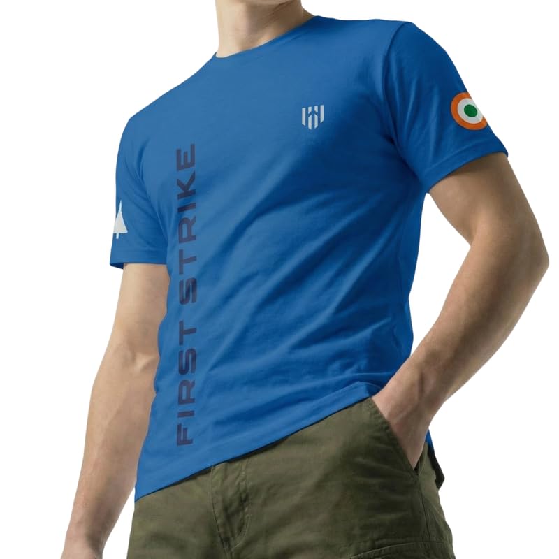 Image of Deployed First Strike Signature Luxesoft Cotton T-Shirt | Army t Shirt for Men | Military | Commando | t Shirts | Round Neck | Half Sleeve | Regular Fit | Black