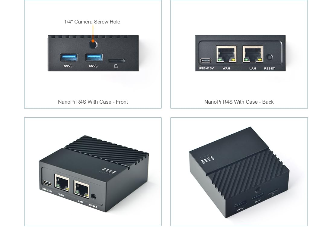 Nanopi R4S Mini Portable Travel Router OpenWRT con porte Ethernet dual Gbps 4GB RAM LPDDR4 Basato su Rockchip RK3399 Soc per IOT NAS Smart Home Gateway (Without Mac chip)