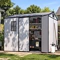 DNYKER 6 x 8 FT Plastic Outdoor Storage Shed with Floor