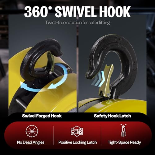 Image of SPECSTAR Hand Chain Hoist 1 Ton 2200 Lbs Capacity 10 Feet with 2 Hooks