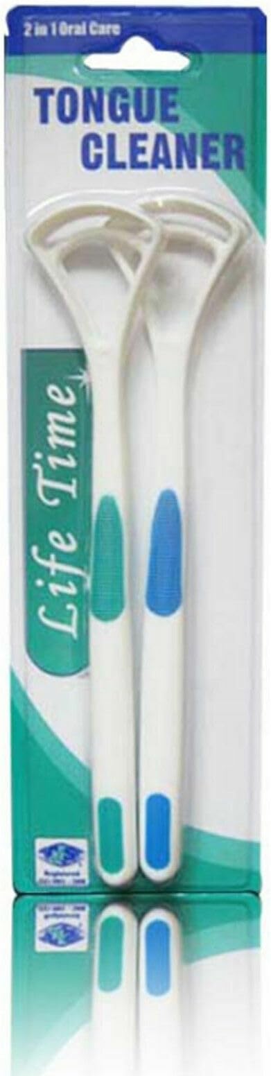 2 x Tongue Cleaners Plastic Tongue Scraper Plastic Tongue Cleaner Bad Breath Remover Oral Care Dental Care (Blue & Green)