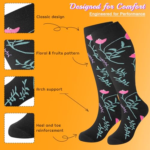 Image of Plus Size Compression Socks for Women & Men 3 Pairs, Wide Calf Extra Large 20-30 mmHg Knee High Support Socks for Travel, Running, Nurse
