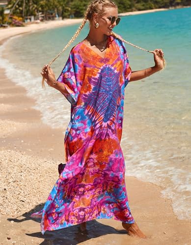Image of NFVNKJ Women's Plus Size Beach Lounge Kaftan Maxi Dress Swimsuit Coverup for Women