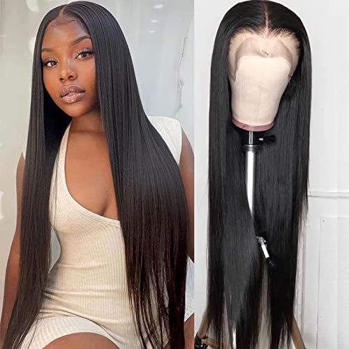 Lemoda Hair 13x6 HD Lace Front Wigs Human Hair 180 Density Transparent Lace Frontal Wig Pre Plucked with Baby Hair Straight Brazilian Virgin Human Hair Wigs for Black Women 32 Inch