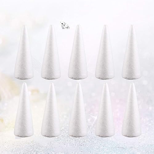 Miniatura 9 de Amosfun 10 Uds. Espuma en forma de cono de espuma artesanal para manualidades, árbol de Navidad, mesa de centro de mesa, decoración de 7.3 in