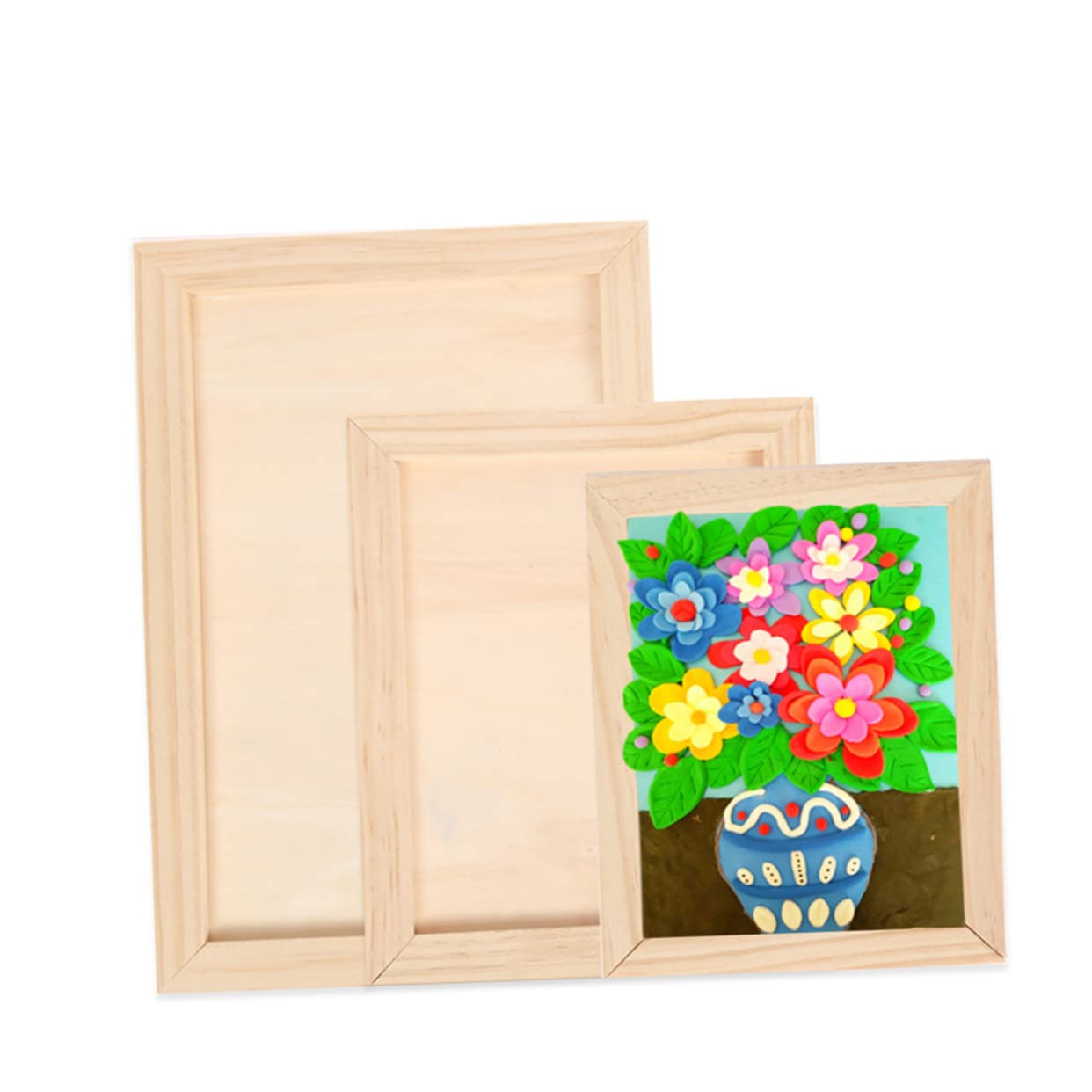 Operitacx DIY Handmade Wall Decor 2pcs Blank Wooden Picture Frames for Boys and Girls Art Display