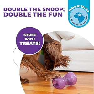 Outward hound by planet dog double snoop interactive treat stuffer durable dog toy dog treat toy purple  urban country home decor