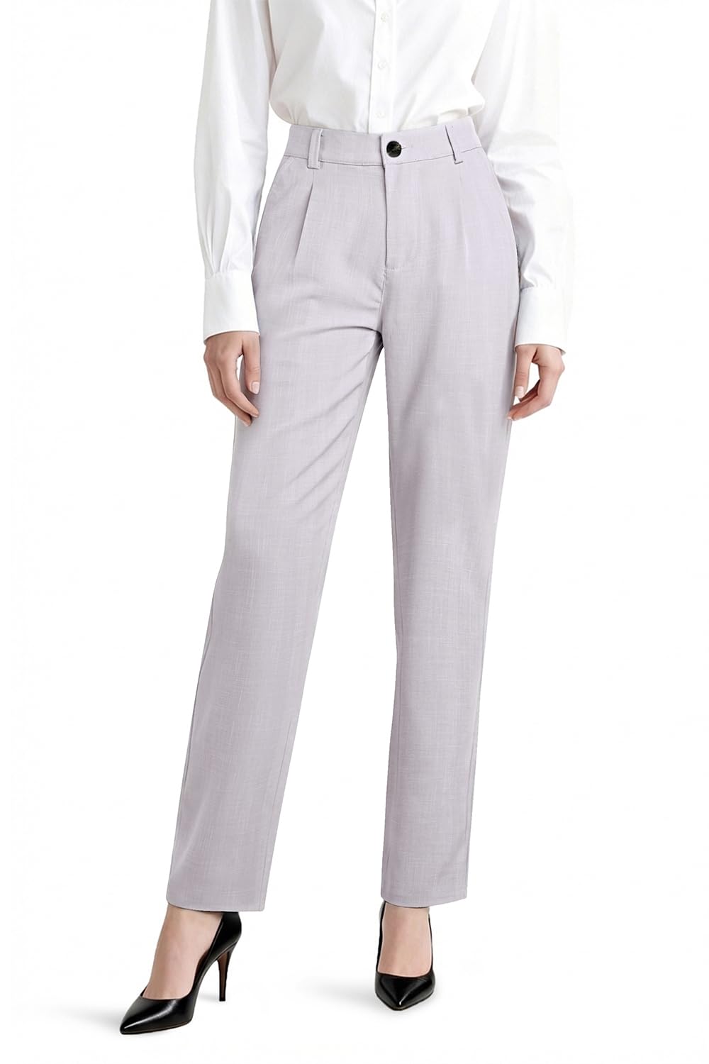 smawell Womens Casual Pants Petite Dress Pants for Women for Work Slacks Slim Fit Grey L