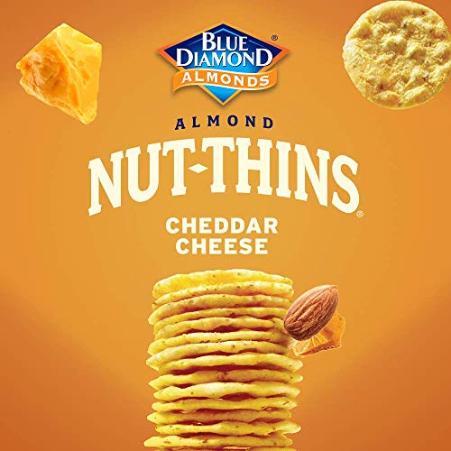 Image of Blue Diamond Almonds Nut-Thins Gluten Free Cracker Crisps, Cheddar Cheese, Family Size, 7.7 oz (Pack of 2)