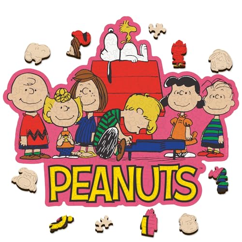 Peanuts Snoopy Puzzles for Adults – Charlie Brown Wooden Jigsaw Puzzles, 200 Pieces Unique Shaped Wooden Puzzle, Family Game, 5MM Thick, Officially...
