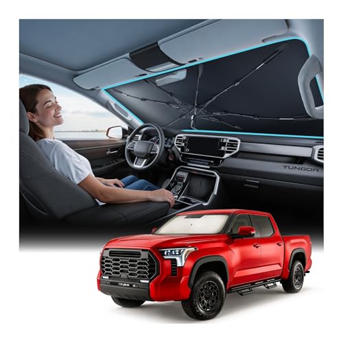 Nmoiss Windshield Sun Shade Umbrella for Toyota Tundra 2007-2026 Accessories [Vinyl Coating Heat Shield] Protect Car from Sun Rays & Heat Damage Keep Cool and Protect Interior