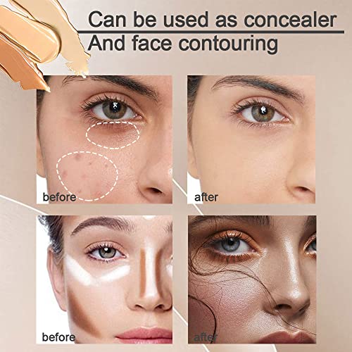Waterproof 2Pcs Tri-Color Face Concealer Highlight Contour Palette For Light Medium Skin.demi Beige Color Correct Cream Foundation Palet For Under Eye Dark Circles Eyelid Tattoo.natural Ivory Cream Makeup Plate Corrector De Ojeras B #TOP5
