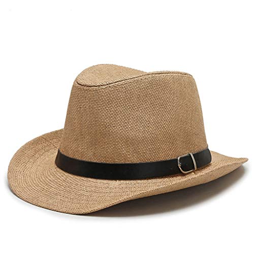 Chapeau de paille été pour homme sombrero de plage de protection avec ceinture