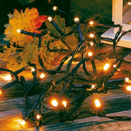 Guirlande lumineuse blanc chaud classique 400 LED basse consommation câble vert discret Hellum