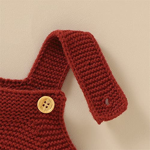 Warm Newborn Infant Baby Knitted Romper Cotton Sleeveless Boy Girl Flower Sweater Clothes Baby (Red, 6-9 Months) #TOP5