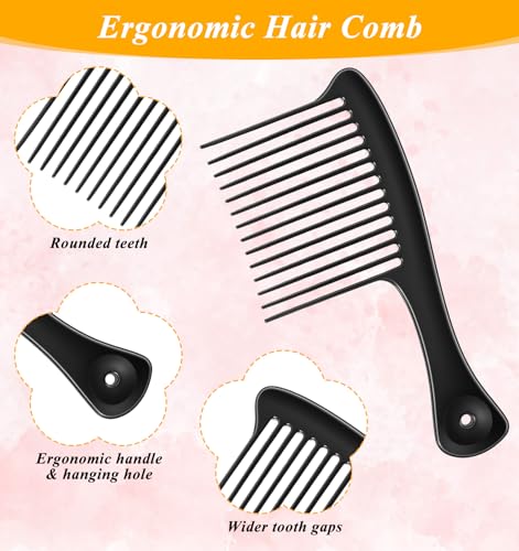 Peines de dientes anchos para cabello rizado, 2 piezas miniatura 2