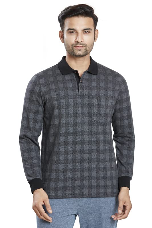 celsius Mens Jacquard Polo Features A Unique Check Pattern with Full Sleeves-picture-51